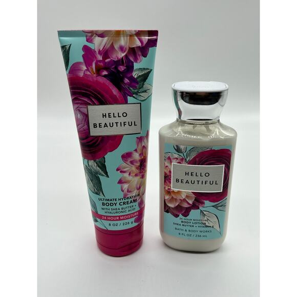 Bath & Body Works HELLO BEAUTIFUL Body Cream Body Lotion 2 piece set NEW - Picture 1 of 2
